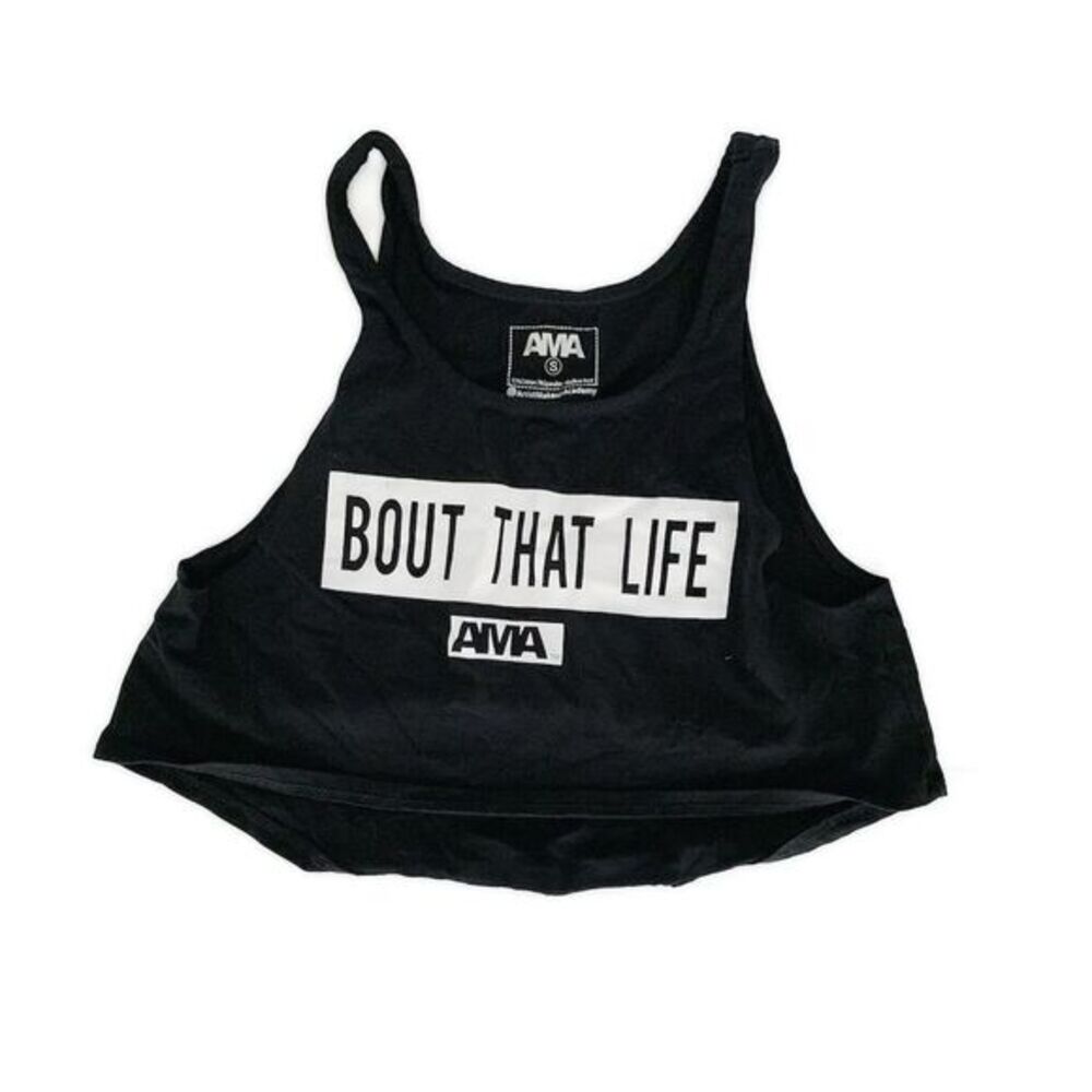 AMA "Bout That Life" Makeup Artist Black Crop Tank Top Size S Casual /Workout